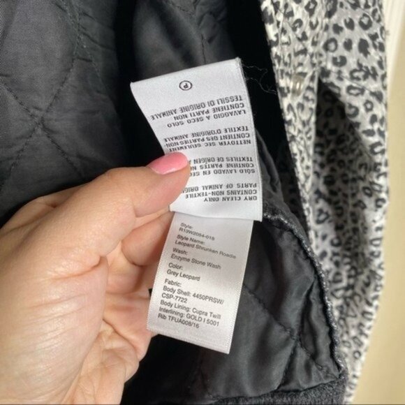 R13 Grey Leopard Shrunken Roadie Jacket in Enzyme Stone Wash - Picture 8 of 13